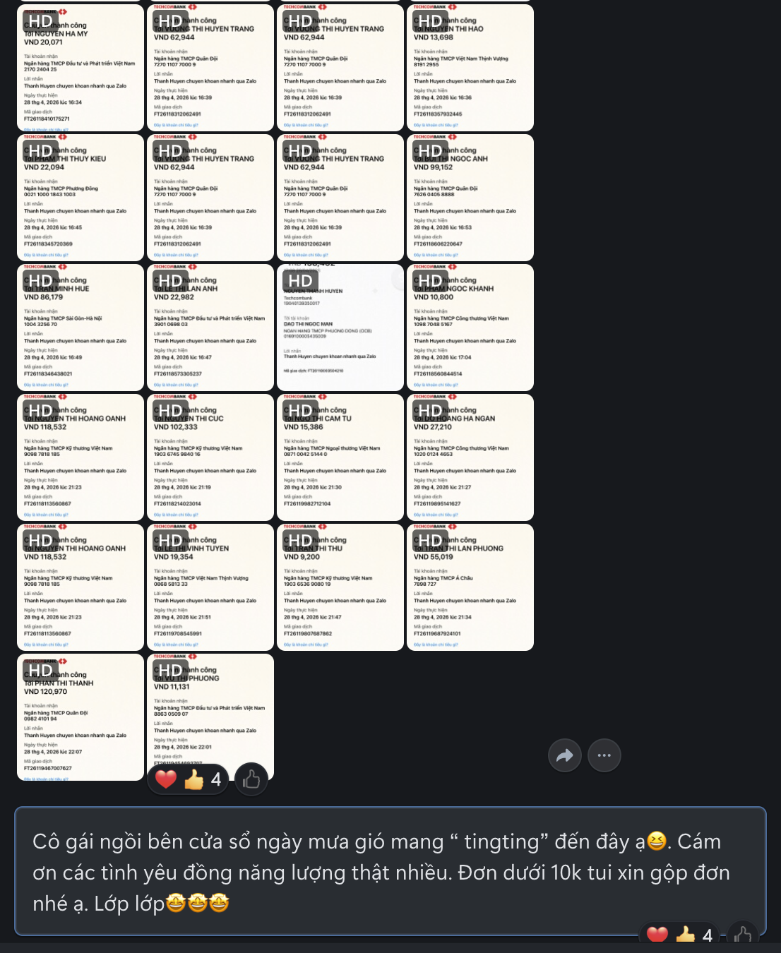Hoàn tiền cho các thành viên trong nhóm